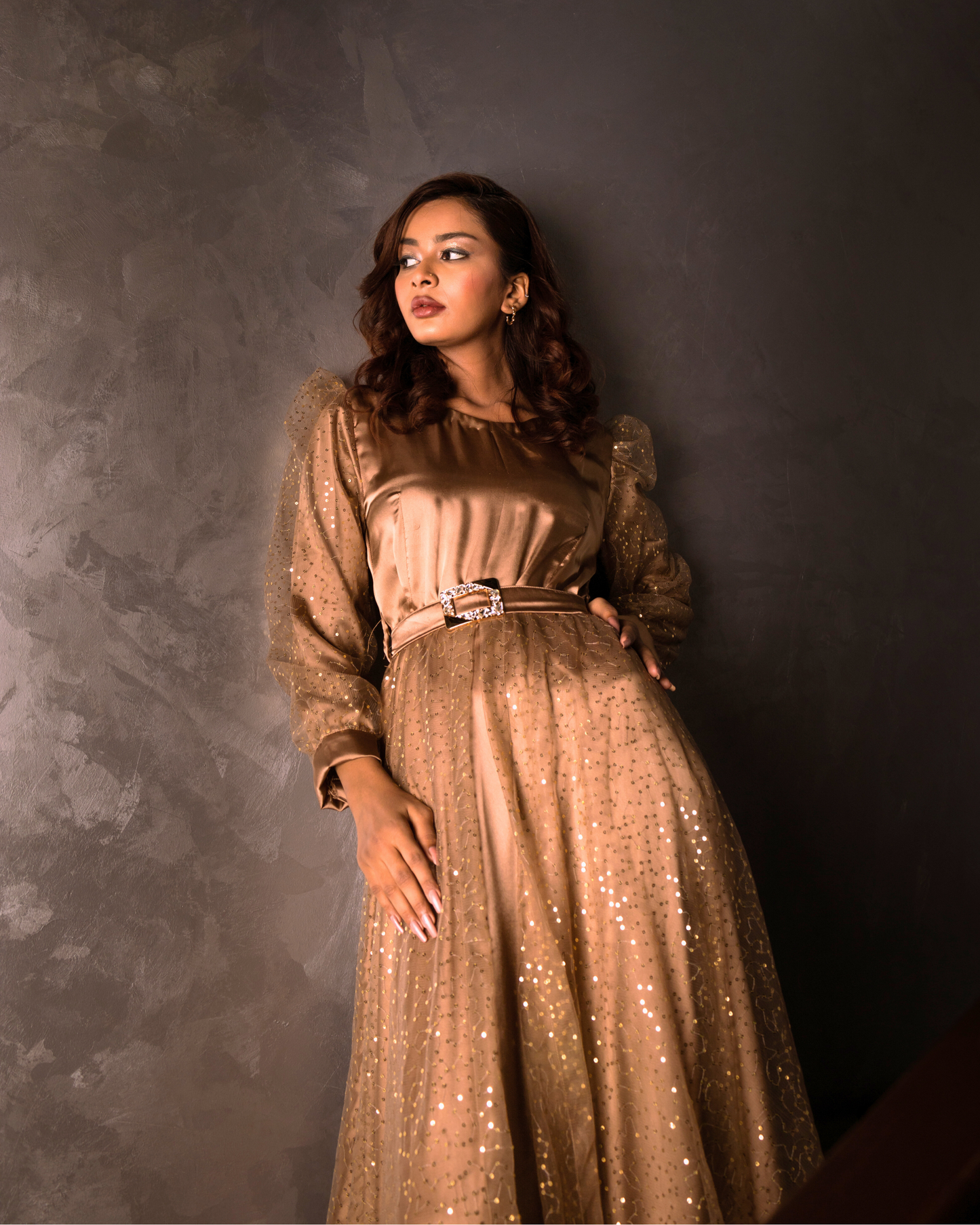 Golden Hour - A Flowing Gown of Golden Charm